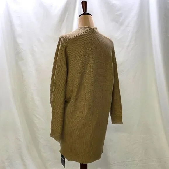 COZY CHIC Tan Knit Waterfall Cardigan | Oversized Drape Front | Small - Picture 6 of 8